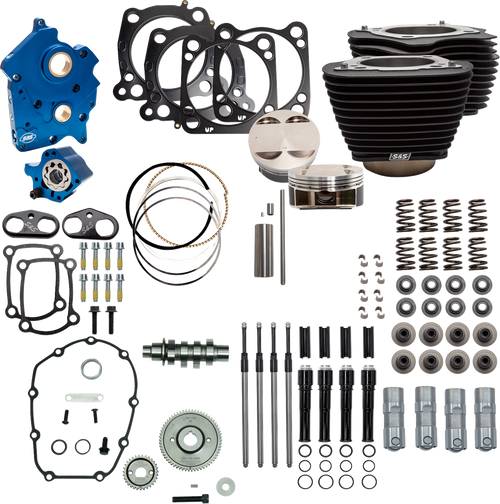 S&S CYCLE 310-1059D 124" Power Package - Oil Cooled 550G Wrinkle Black w/o Highlight Black Pushrod Tubes M8