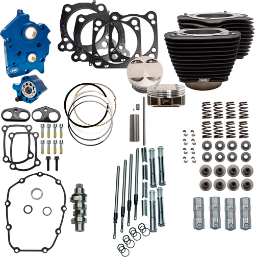 S&S CYCLE 310-1105D 128" Power Package - Oil Cooled 550C Wrinkle Black w/o Highlight Chrome Pushrod Tubes M8