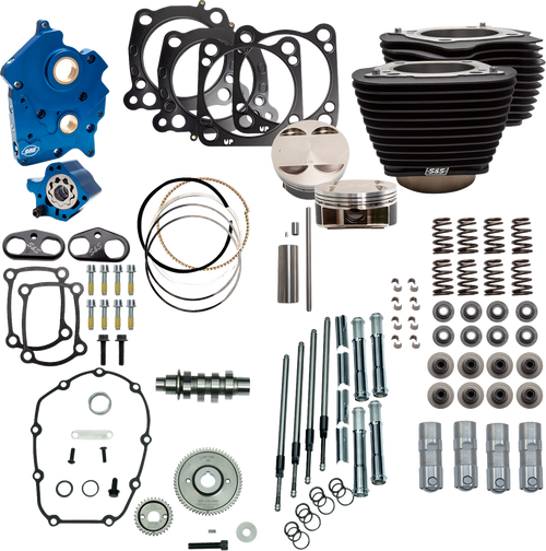 S&S CYCLE 310-1106D 128" Power Package - Oil Cooled 550G Wrinkle Black w/o Highlight Chrome Pushrod Tubes M8