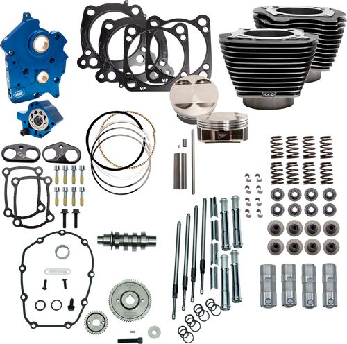 S&S CYCLE 310-1108D 128" Power Package - Water Cooled 550G Black Granite w/Highlight Chrome Pushrod Tubes M8