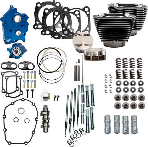 S&S CYCLE 310-1109D 128" Power Package - Oil Cooled 550C Black Granite w/Highlight Chrome Pushrod Tubes M8