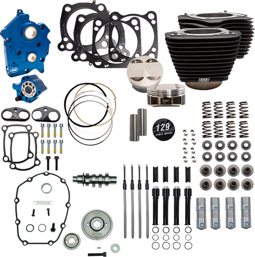 S&S CYCLE 310-1228D 129" Power Package - Oil Cooled 550G Wrinkle Black w/o Highlight Black Pushrod Tubes 107" M8