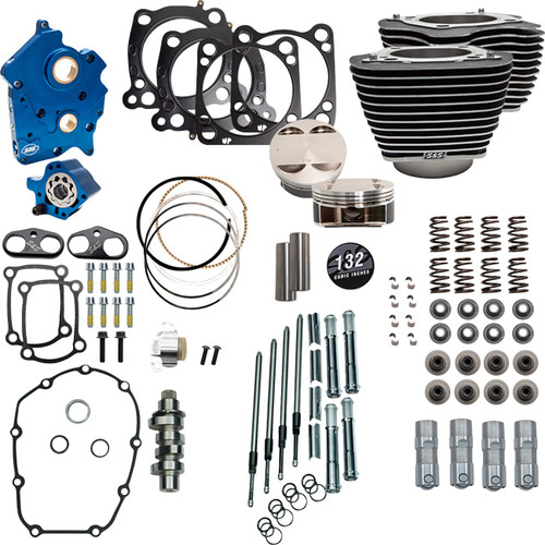 S&S CYCLE 310-1229D 132" Power Package - Water Cooled 550C Wrinkle Black w/Highlight Chrome Pushrod Tubes 114"/117" M8