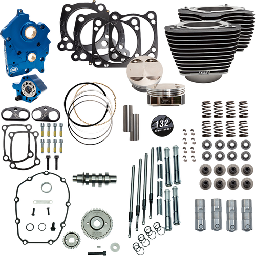 S&S CYCLE 310-1232D 132" Power Package - Oil Cooled 550G Wrinkle Black w/Highlight Chrome Pushrod Tubes 114"/117" M8