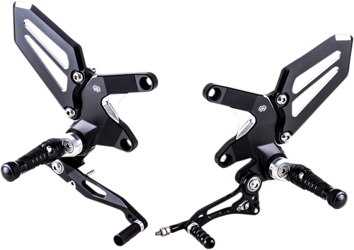 GILLES TOOLING RCT10GT-K02-BS Adjustable Rearset - Black/Silver - Kawasaki