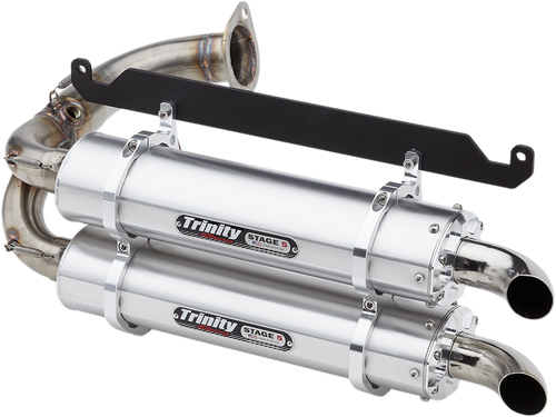 TRINITY RACING TR-4169S Stage 5 Slip-On Dual Muffler - Brushed Aluminum