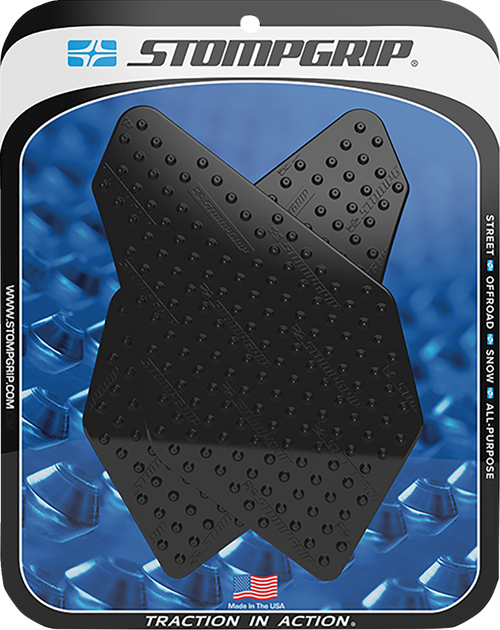 STOMPGRIP 55-10-0028-1B Volcano Profile Traction Pad Tank Grips - Volcano Black Kawasaki Versys '17-'25
