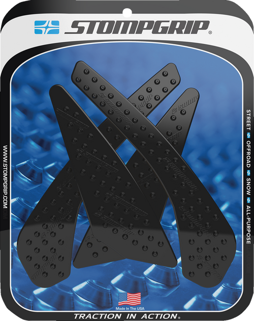 STOMPGRIP 55-10-0151B Volcano Profile Traction Pad Tank Grips - Volcano Black Suzuki GS '18-'23