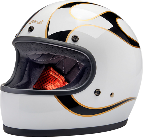 BILTWELL 1002-561-506 Gringo Helmet - Flames White/Black 2XL