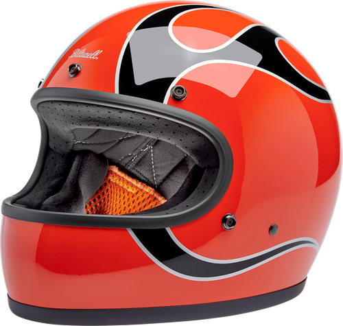 BILTWELL 1002-593-503 Gringo Flames Helmet - Flames Competition Orange Medium