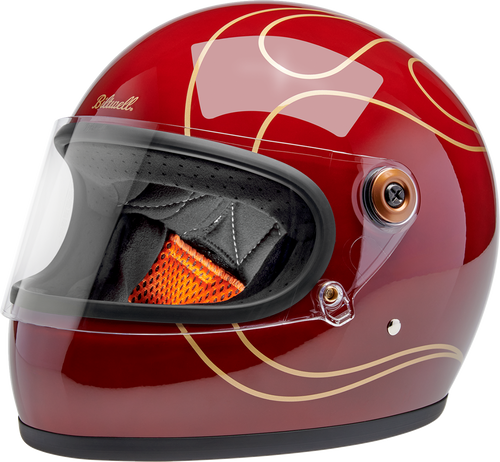 BILTWELL 1003-594-501 Gringo S Helmet - Flames Gloss Garnet Red XS