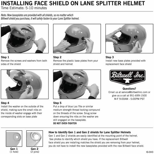 BILTWELL 1112-402 Lane Splitter Helmet Pinlock® ProtecTINT Shield - Gen 2 Pinlock® ProtecTINT™- Transition