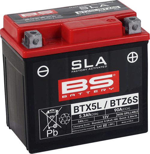 BS BATTERY 300670 SLA Factory- Activated AGM Maintenance-Free Battery - BTX5L (YTX)
