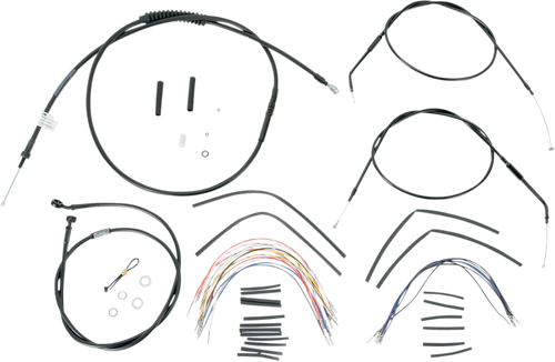 BURLY BRAND B30-1000 Complete Black Vinyl Handlebar Cable/Line Kit for Ape Hangers - 14" '96-'03 Sportster