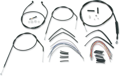 BURLY BRAND B30-1001 Complete Black Vinyl Handlebar Cable/Line Kit for Ape Hangers - 16" '96-'03 Sportster
