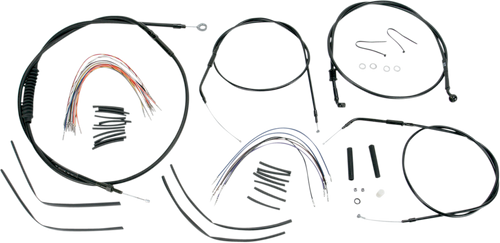 BURLY BRAND B30-1003 Complete Black Vinyl Handlebar Cable/Line Kit for Ape Hangers - 16" '04-'06 Sportster