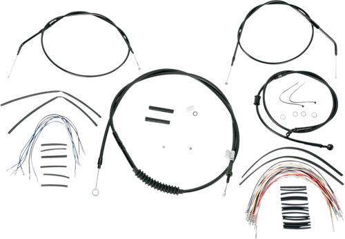 BURLY BRAND B30-1008 Complete Black Vinyl Handlebar Cable/Line Kit for Ape Hangers - 12" '07-'13 Sportster
