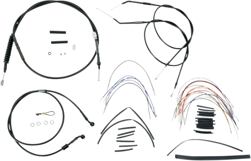 BURLY BRAND B30-1005 Complete Black Vinyl Handlebar Cable/Line Kit for Ape Hangers - 16" '07-'13 Sportster