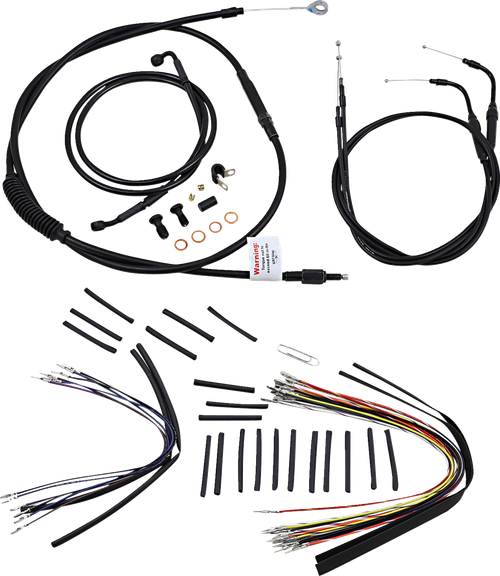 BURLY BRAND B30-1010 Complete Black Vinyl Handlebar Cable/Line Kit for Ape Hangers - 14" '07-'10 FLST