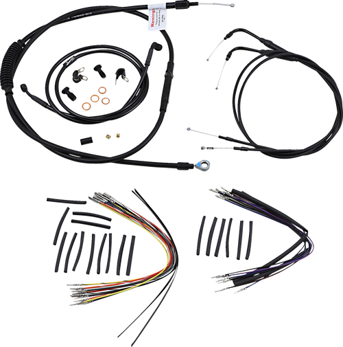 BURLY BRAND B30-1011 Complete Black Vinyl Handlebar Cable/Line Kit for Ape Hangers - 14" '00-'06 FXST