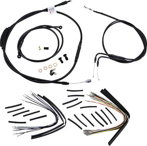 BURLY BRAND B30-1015 Complete Black Vinyl Handlebar Cable/Line Kit for Ape Hangers - 16" '00-'06 FXST