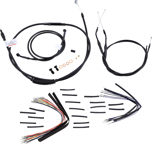 BURLY BRAND B30-1035 Complete Black Vinyl Handlebar Cable/Line Kit for Ape Hangers - 16" '96-'05 FXD