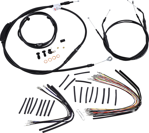 BURLY BRAND B30-1047 Complete Black Vinyl Handlebar Cable/Line Kit for Ape Hangers - 16" '07-'11 FXDWG
