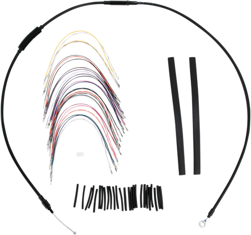 BURLY BRAND B30-1048 Complete Black Vinyl Handlebar Cable/Line Kit for Ape Hangers - 13" ABS '08-'13 FLH
