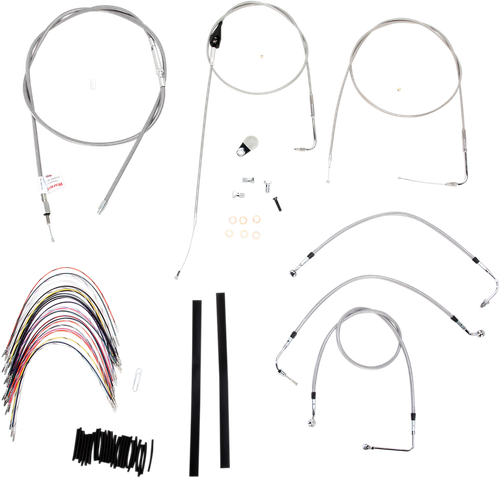 BURLY BRAND B30-1083 Complete Stainless Braided Handlebar Cable/Brake Line Kit - 16" Ape Hangers '00-'06 Touring
