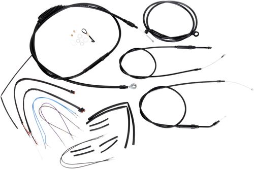 BURLY BRAND B30-1067 Complete Black Vinyl Handlebar Cable/Line Kit for Ape Hangers - 12" '12-'17 Dyna