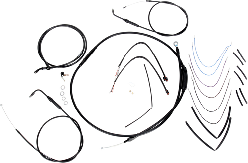 BURLY BRAND B30-1070 Complete Black Vinyl Handlebar Cable/Line Kit for Ape Hangers - 14" '11-'15 FLS