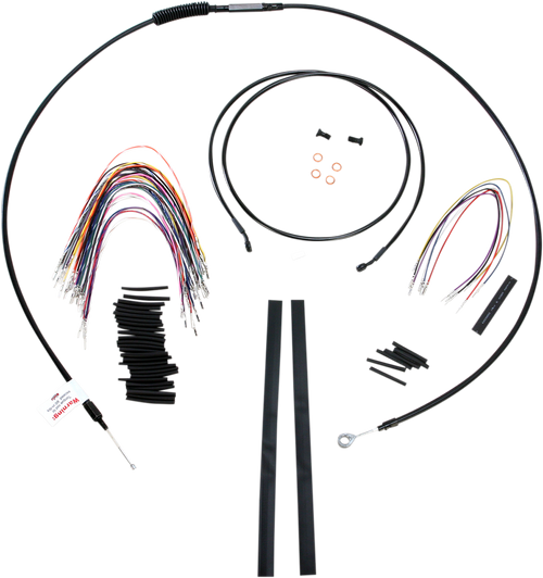 BURLY BRAND B30-1100 Complete Black Vinyl Handlebar Cable/Line Kit for Ape Hangers - 15" '08-'13 FLH