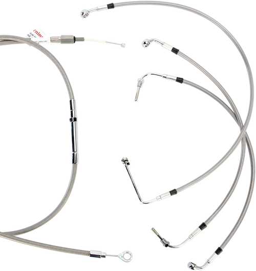 BURLY BRAND B30-1103 Complete Stainless Braided Handlebar Cable/Brake Line Kit - 13" Ape Hangers- '08-'13 FLH