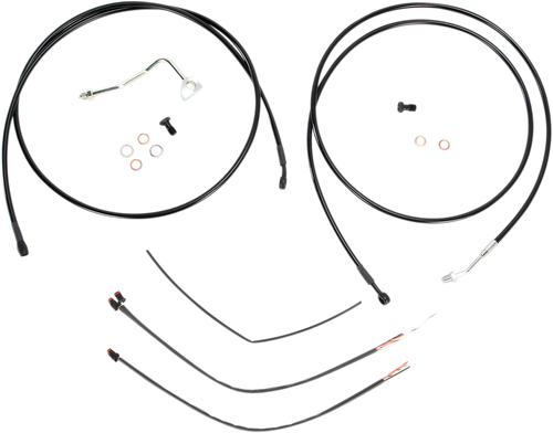 BURLY BRAND B30-1115 Complete Black Vinyl Handlebar Cable/Line Kit for Ape Hangers - 13" ABS '14-'16 FLH