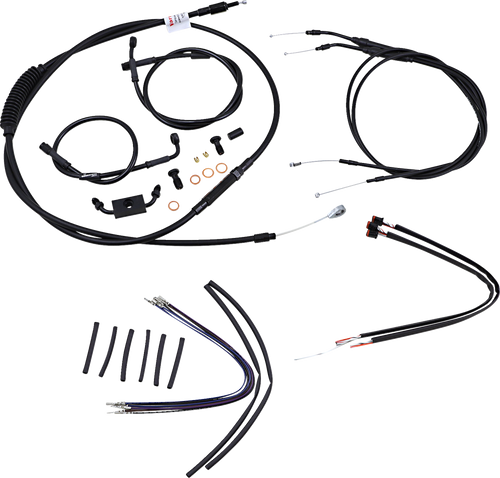 BURLY BRAND B30-1123 Complete Black Vinyl Handlebar Cable/Line Kit for Ape Hangers - 16" ABS '12-'17 Dyna