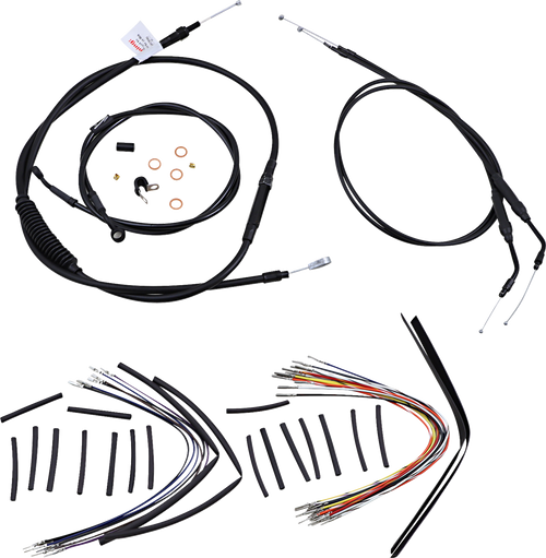 BURLY BRAND B30-1137 Jail Bar Cable Kit - 14" Handlebars Black Vinyl '04-'06 XL