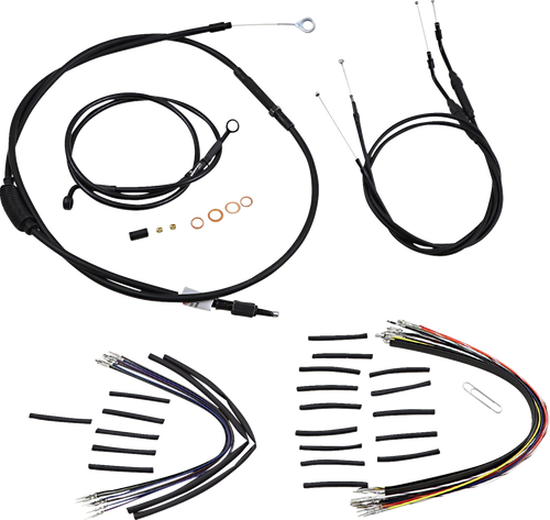 BURLY BRAND B30-1146 Jail Bar Cable Kit - 10" Handlebars Black Vinyl '07-'11 FXD