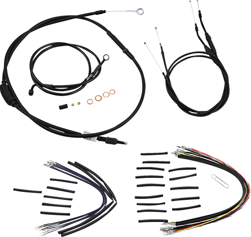BURLY BRAND B30-1147 Jail Bar Cable Kit - 12" Handlebars Black Vinyl '07-'11 FXD