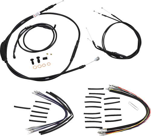 BURLY BRAND B30-1148 Jail Bar Cable Kit - 14" Handlebars Black Vinyl '07-'11 FXD
