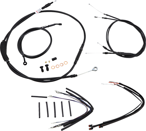 BURLY BRAND B30-1151 Jail Bar Cable Kit - 14" Handlebars Black Vinyl '12-'17 Dyna