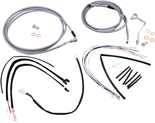 BURLY BRAND B30-1162 Complete Stainless Braided Handlebar Cable/Brake Line Kit - 16" Ape Hangers '15-'16 FLTR