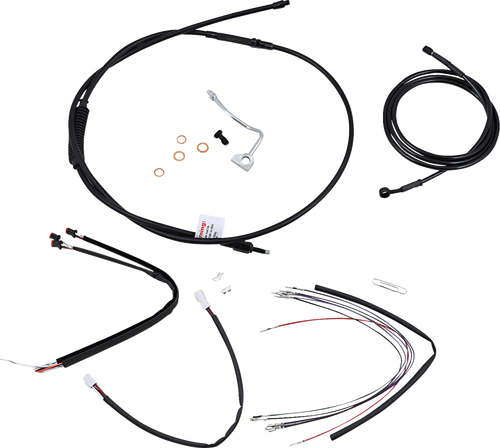 BURLY BRAND B30-1178 Complete Black Vinyl Handlebar Cable/Line Kit for Ape Hangers - 18" ABS '14-'16 FLHR