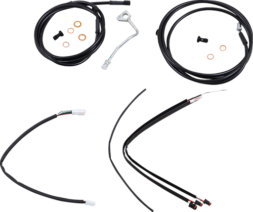 BURLY BRAND B30-1187 Complete Black Vinyl Handlebar Cable/Line Kit for Ape Hangers - 18" ABS '17-'20 Touring