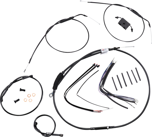 BURLY BRAND B30-1229 Extended Handlebar Cable and Brake Line Kit for Sportsters with ABS - 12" Ape Hanger Handlebars