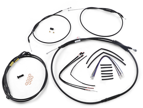 BURLY BRAND B30-1200 Jail Bar Cable Kit - 12" Handlebars Black Vinyl '12-'17 Dyna