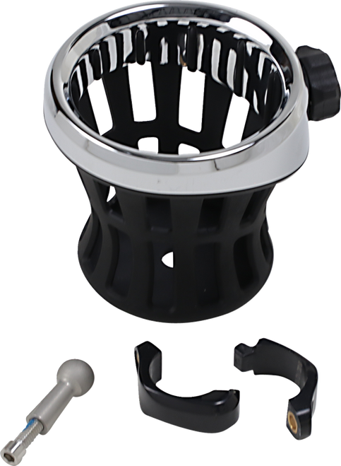 CIRO 50415 Drink Holder - 1-1/4" Handlebar Mount Chrome/Black Clamp