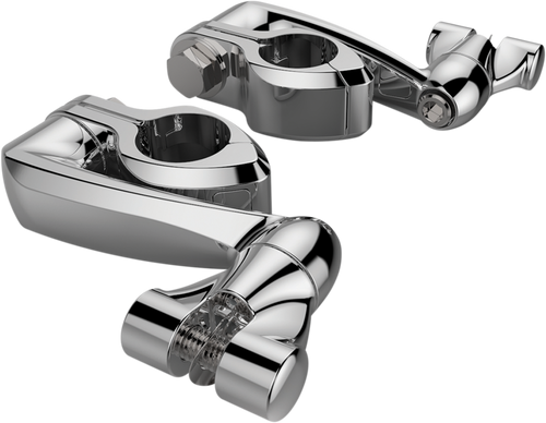 CIRO 60004 Engine Guard Highway Peg Hingeless Mounting Clamp Kit - Chrome 4" Extension