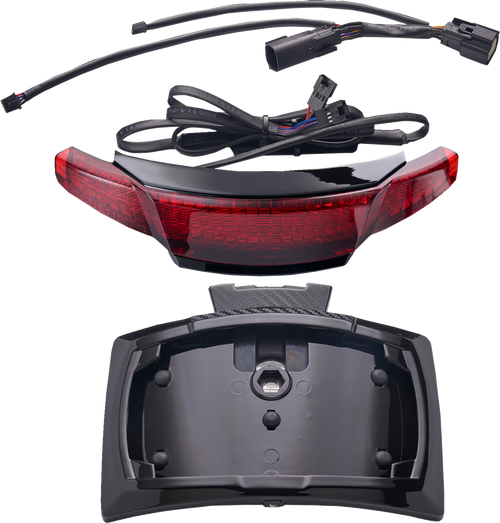 CIRO 40374 Latitude Tail Light & License Plate Holder with Lightstrike™ - Red Lens Black