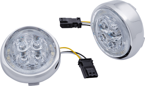 CIRO 45403 LED Fang® Front Signal Light Inserts with Bezel - Front Chrome/Clear