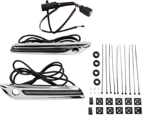 CIRO 40070 LED Saddlebag Hinge Covers - Smoke Lens Chrome